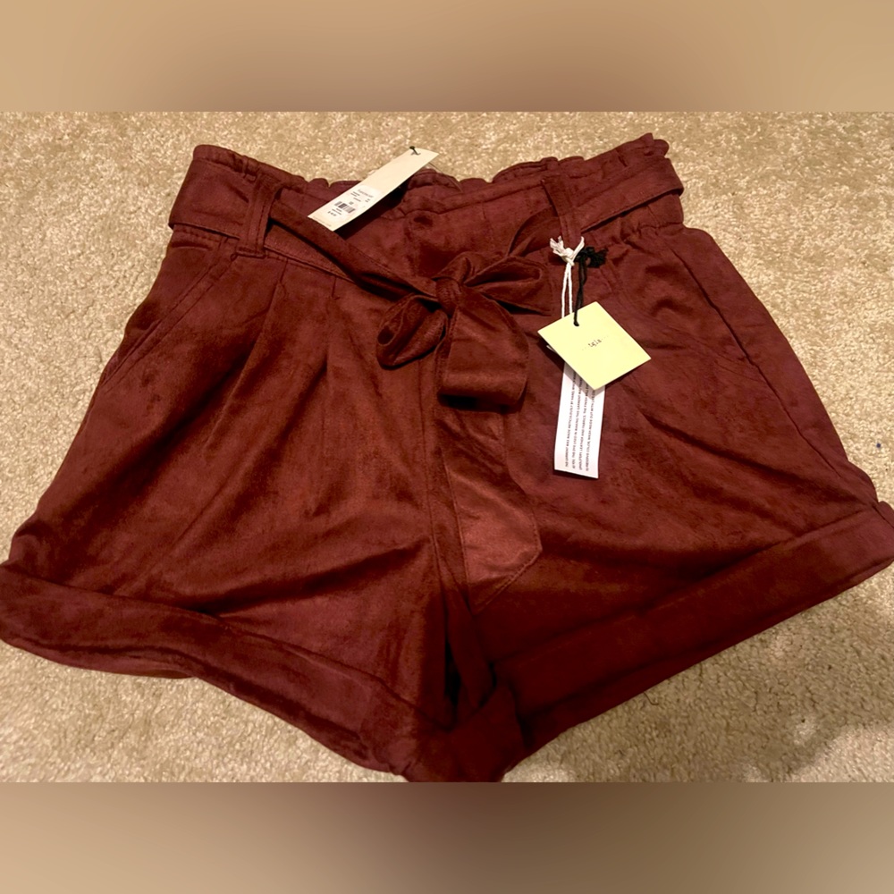 XS Plum/Maroon Belted Shorts
